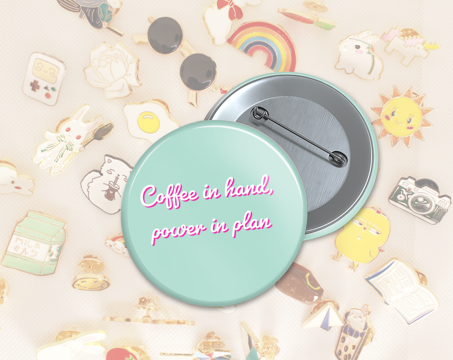 But First Coffee Set of 4 Runda pins + 2 Små pins